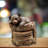 Polyresin Rustic Woodland Bear and Tree Trunk Coaster Set with Holder Tabletop Drink Protection