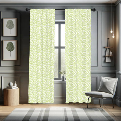 Leaf Semi-Sheer Rod Pocket Curtain Panels