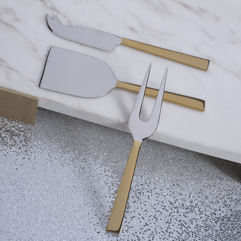 Latis Two-Tone Polished Cheese Knife Set