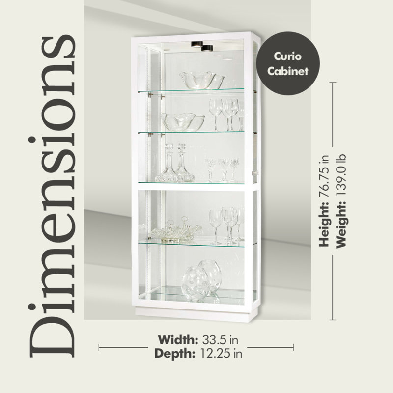 Jayden Lighted Curio Cabinet, Gloss White