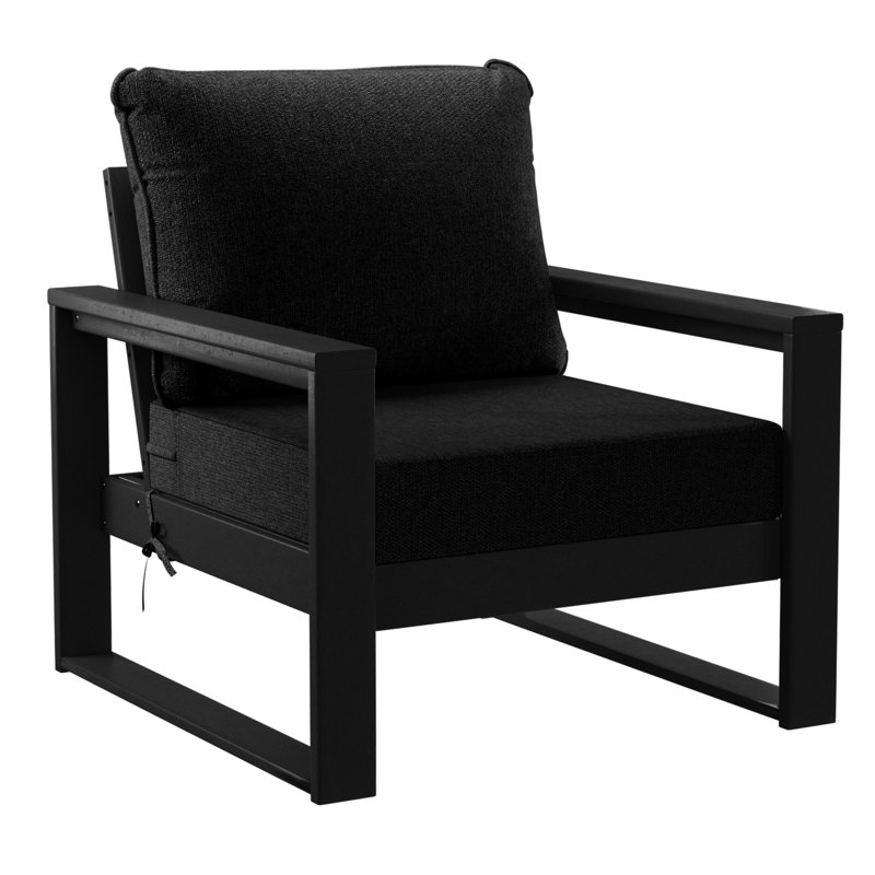 Patio Deep Seating Club Chair With Frame, Black, Black