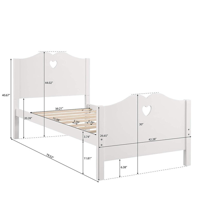 Lit plateforme en bois massif Eastford, Blanc