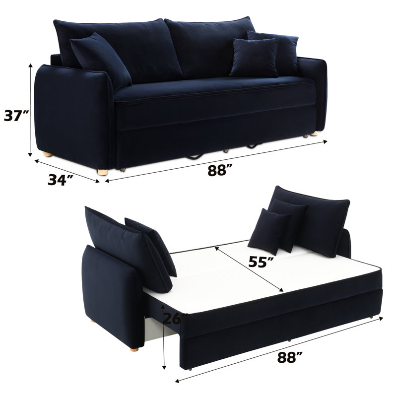 Blue Velvet Sectional With Sleeper Feature And Practical Storage Options Relaxed Look Functionality