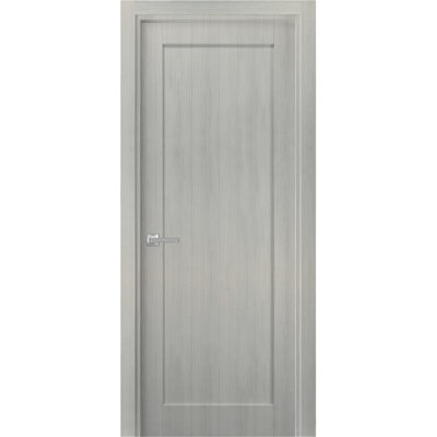 Pantry Kitchen Lite Pre-Hung Door with Hardware Quadro 4111 Grey Ash Single Panel Frame Trims Bathroom Bedroom Sturdy Doors -18" x 84"