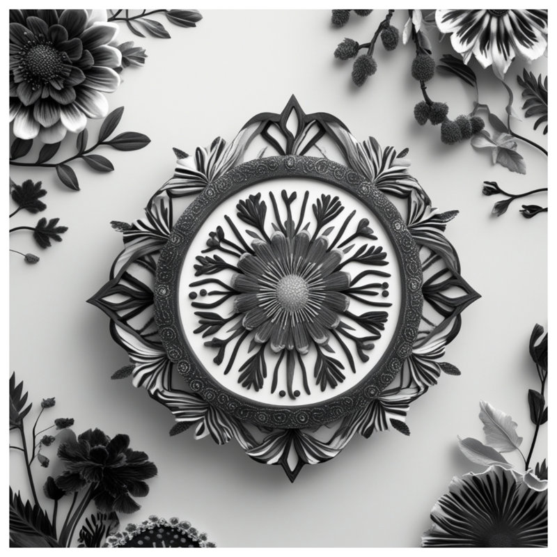 Couvertures mandala noires et blanches, L 50 po x H 60 po