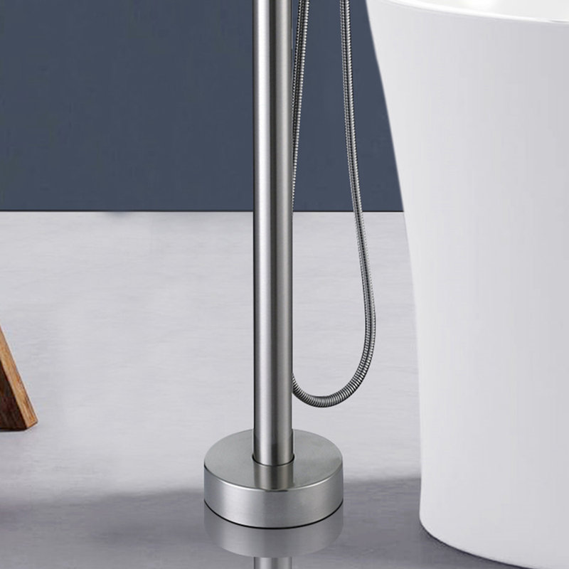 Robinet de baignoire monocommande à fixation au sol avec douche à main, Nickel brossé