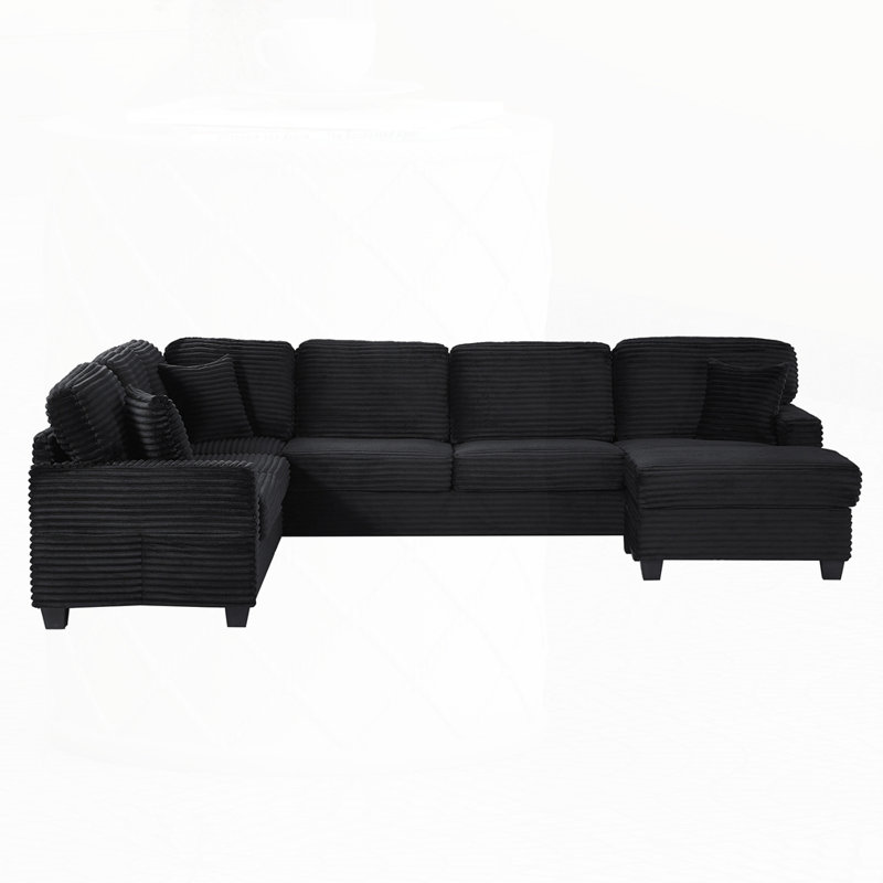 Canapé modulaire rembourré en forme de L, Noir