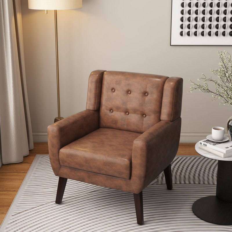 Jaqueze 73.2Cm Wide Tufted Armchair, Coffee Faux Leather