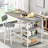 Dining Table Set For 2, 3 Pieces Bar Table Counter Height And Chairs Set, Kitchen Table  With 3 Storage Shelves, 2 Upholstered Chairs With Backrests & Footrests For Apartment, Breakfast, Bar, Kitchen Island-1754083762