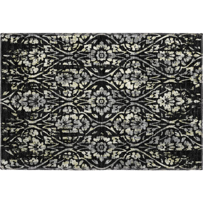 Premium Machine Washable Prisco Black Rug
