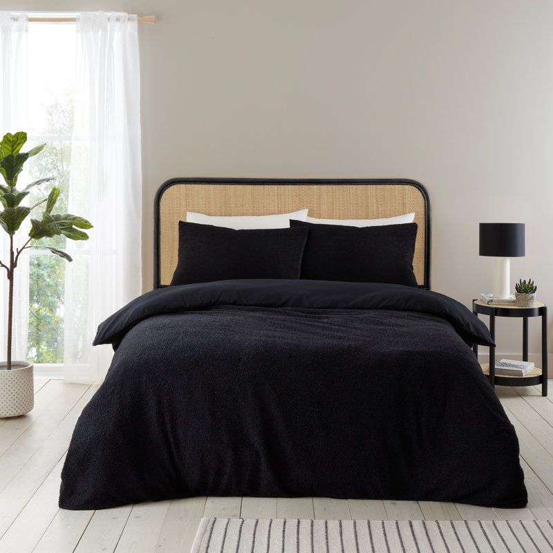 Soft Boucle Duvet Cover Set, Super King, Black