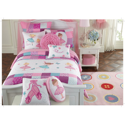  Ensemble courtepointe en coton rose / bleu / mauve