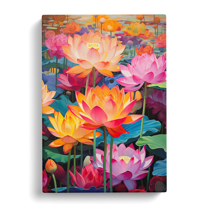 Lotus Flower Colour Field - Wrapped Canvas, 50cm H x 35cm W x 3cm D