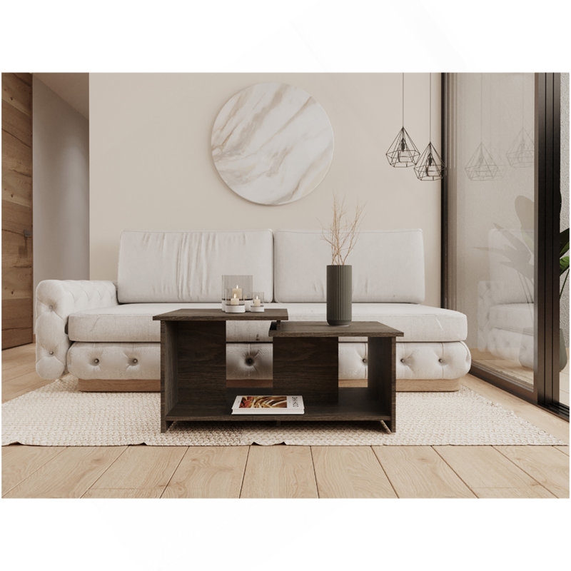 Table basse, tablette inférieure ouverte, noir