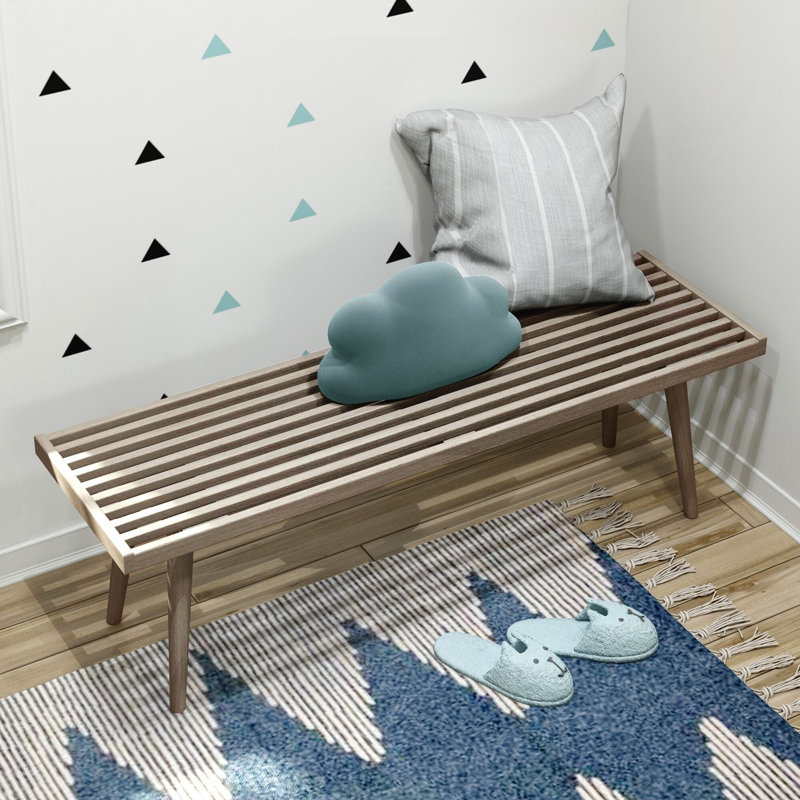 Banc en bois Levitus, Argile, H 17,5 po x l 56,25 po x P 16,5 po