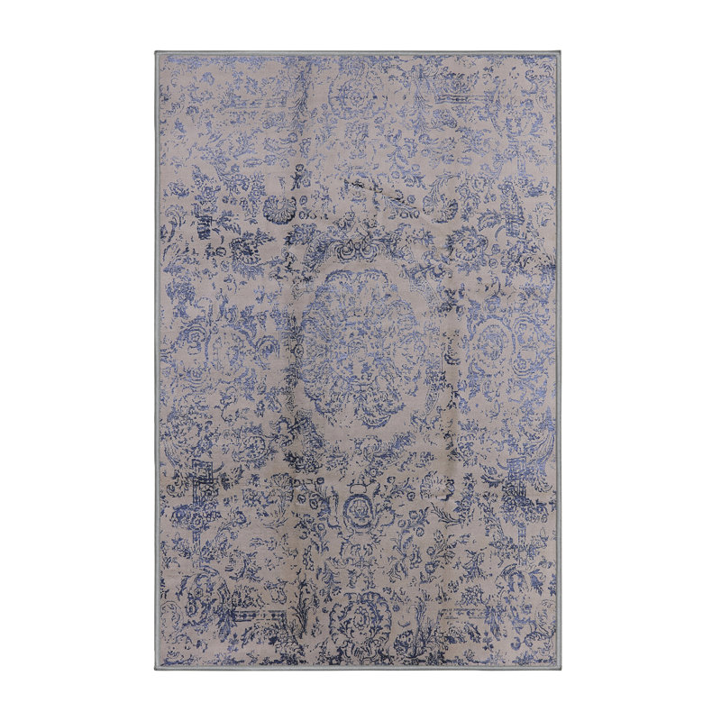 Tapis oriental taupe / bleu Hunziker, Rectangle 2 pi x 4 pi