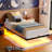 Zoller Floating Bed Frame with LED & Charging Station, Modern Metal Platform Bed, No Box Spring Needed-812422483