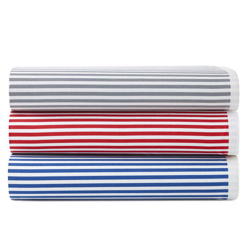 Queen Red Stripe Cotton-Polyester Microfiber Sheet Set