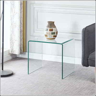 Table d'appoint en verre trempé transparent
