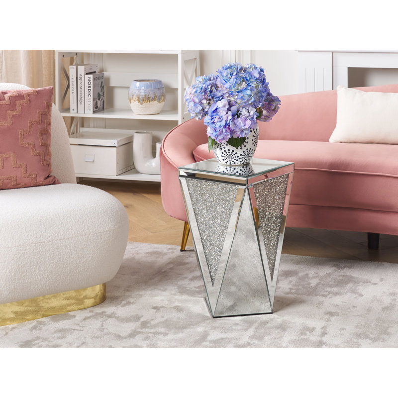 Aldrina Glass Top Block End Table