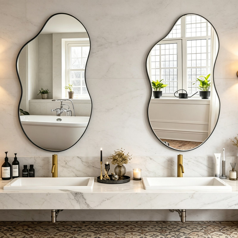 Asymmetrical Wall Mirrors Set of 2, 92.5cm H x 50cm W