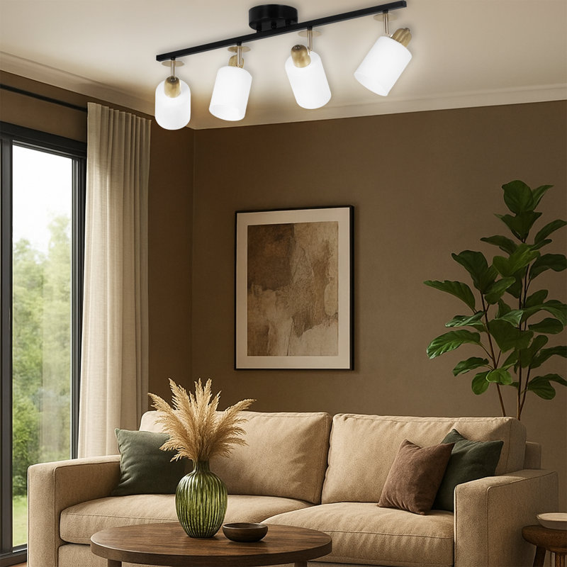 4 Lİghts Adjustable Head Metal Body Glass Cap Semi Flush Mount
