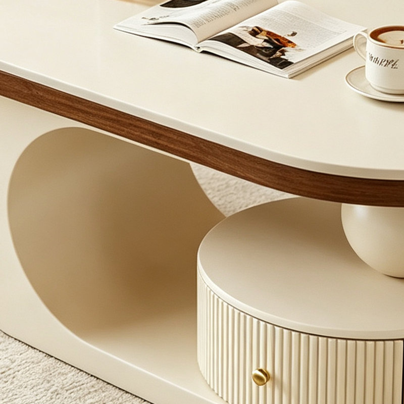 Table basse de rangement en ardoise de luxe, H 15,74 po x l 47,24 po x P 23,62 po, Noir/crème, Plat