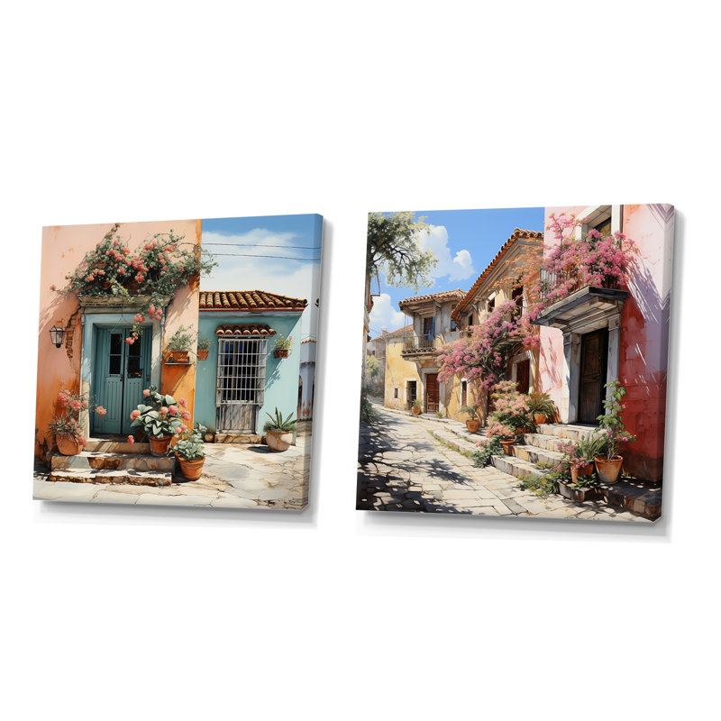 «Mexico Colonial Charm I», ensemble d'art mural sur toile 2 pièces, Toile tendue, H 16 po x l 33 po x P 1 po