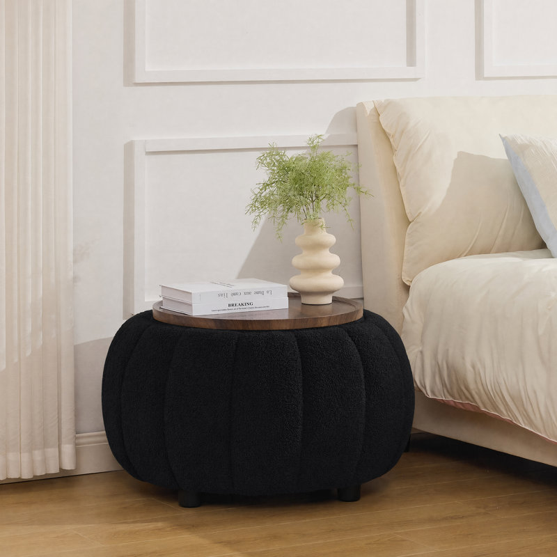 Repose-pieds rond avec rangement caché 30 po, Black
