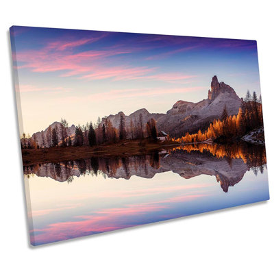 Dolomites Alps Mountains Lake 1 Piece Wrapped Canvas Wall Art