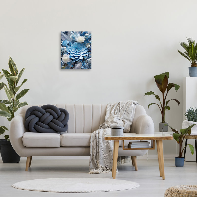 "Blue Varied Succulents", art mural par Rb, H 20 po x l 16 po