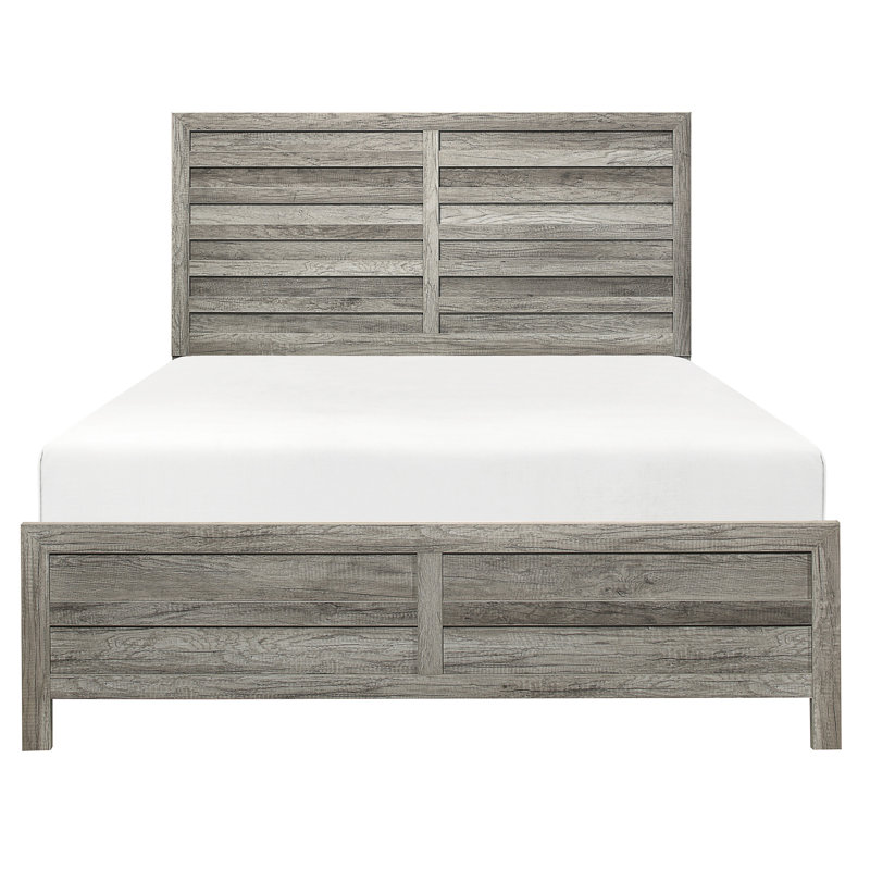 Weathered Gray Rustic Queen Bedroom Bed, With Headboard, And Rails, Made Of Wood Engineered Combinations Includes Productions