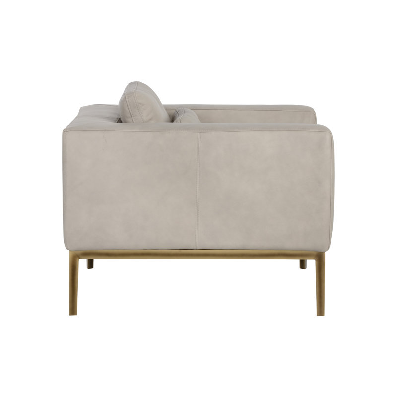 Lounge Chair, Beige Genuine Leather