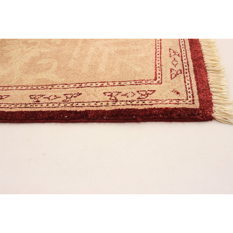 Tapis unique en laine noué à la main style Ziegler des années 2010 de 6 pi 2 po x 9 pi 3 po beige / brun Quindara