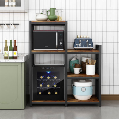 6-Tier Kitchen Bakers Rack, Utility Storage Shelf, Mini Fridge & Microwave Oven Stand Table, Coffee Bar