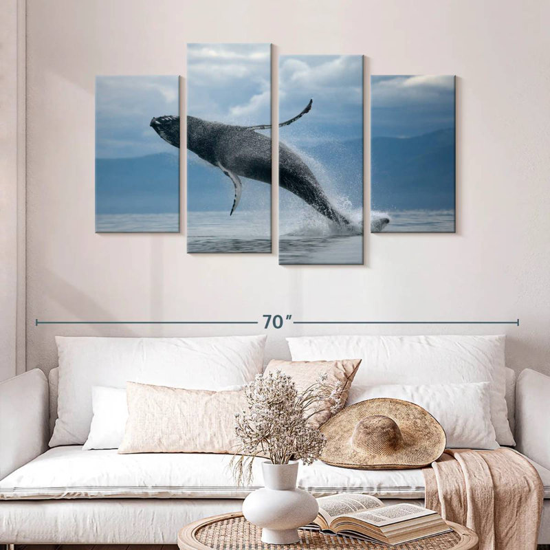 Brampt Breaching Humpback Whale, 32" H x 52" W