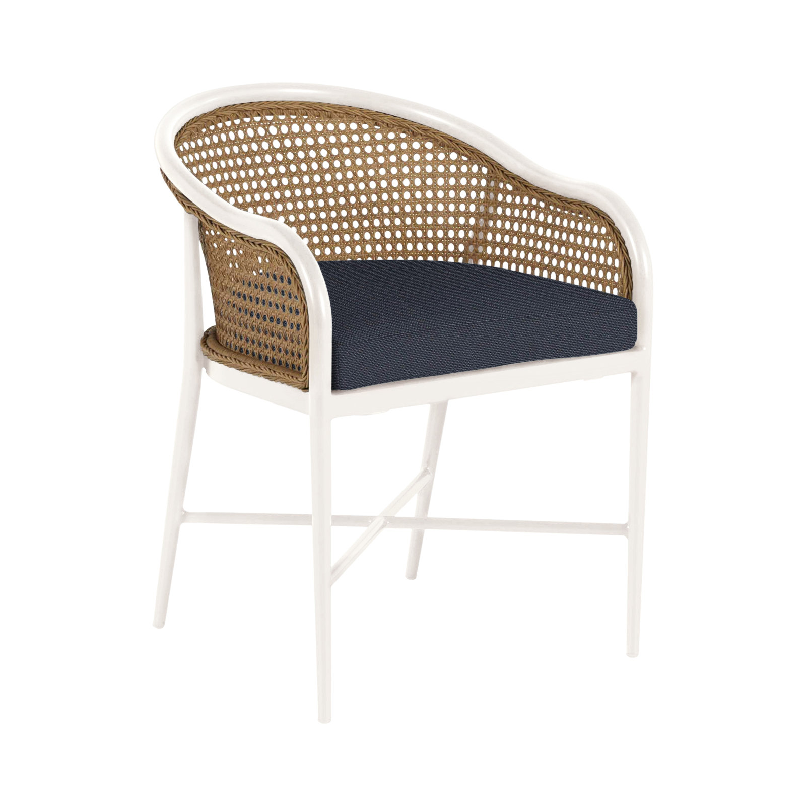 Havana Cane N-Dura Resin Wicker Outdoor Arm Chair, No Welt, Chalk/Natural Cane, Faded Pistachio