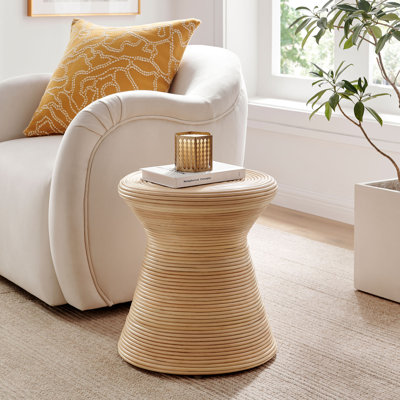 Table d'appoint ronde en rotin naturel Tavi