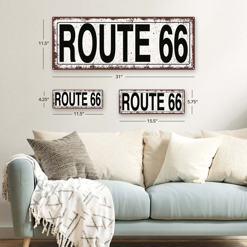 " Distressed, Route 66 Metal Sign "