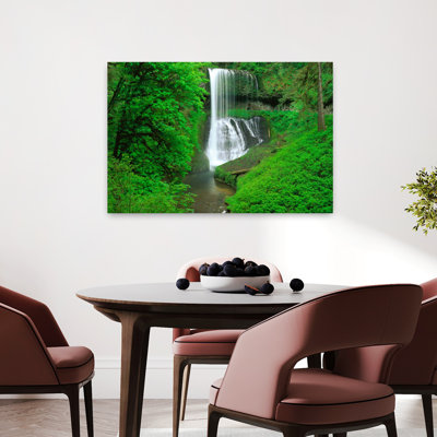 Usa Oregon Silver Falls State Park Waterfall In The Rainforest Tranquil Abstract Contemporary Moss Forest Nature Art