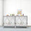 Armoire de rangement avec garniture de miroir et motif à losanges, argent pour le salon, l'entrée de la salle à manger, la cuisine - fabrication stable