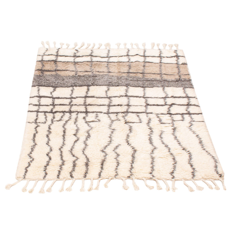 One-of-a-Kind 4'10" X 8' New Age Wool Area Rug in Cream
