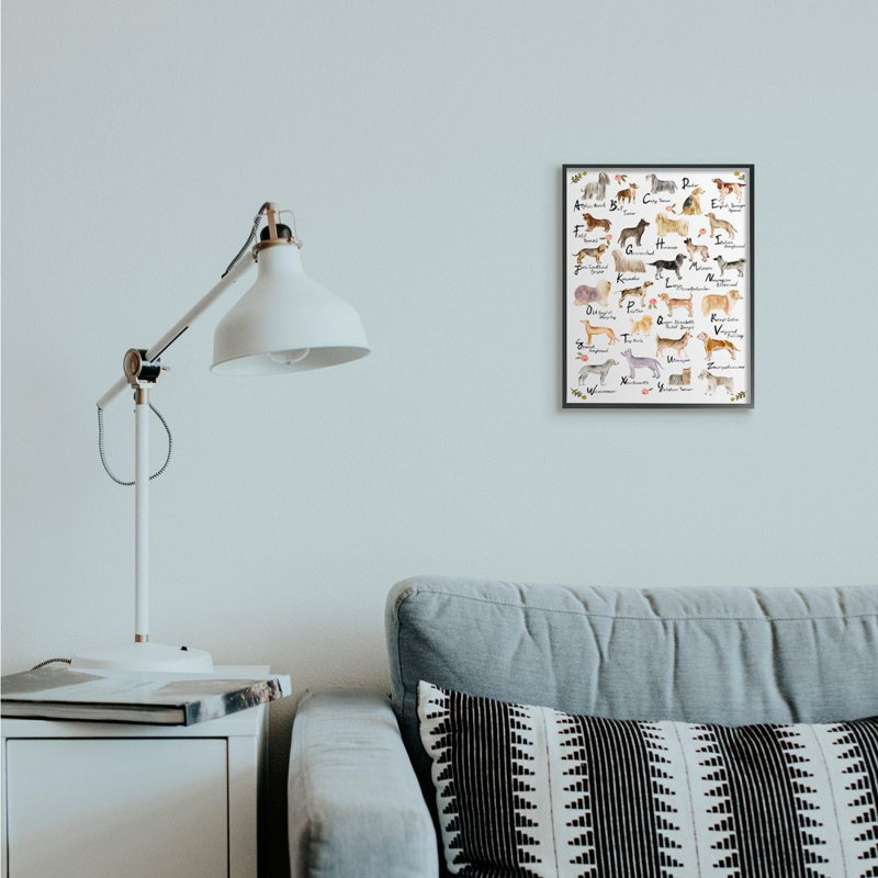 "Chic alphabet des chiens avec détails floraux" par Melissa want-impression d’art graphique, H 14 po x l 11 po x P 1,5 po