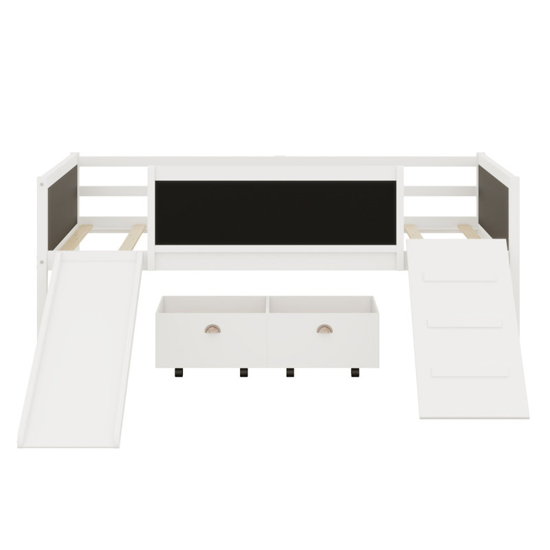 Loft Bed Including Two Storage Boxes for Bedroom, White