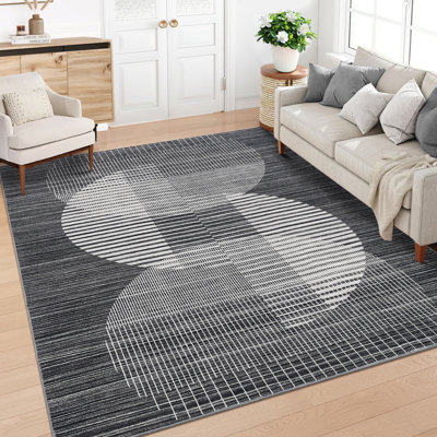 Tapis géométrique lavable à la machine pour le salon Tapis d'intérieur antidérapant pour la décoration intérieure