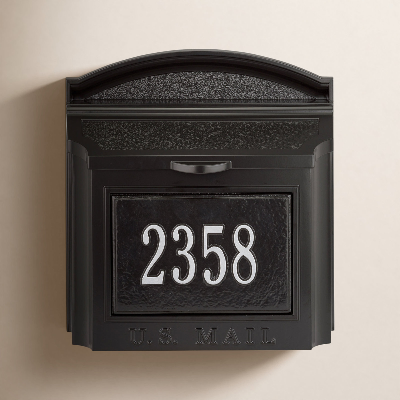 Locking Wall-Mounted Mailbox, Black/Silver, Yes