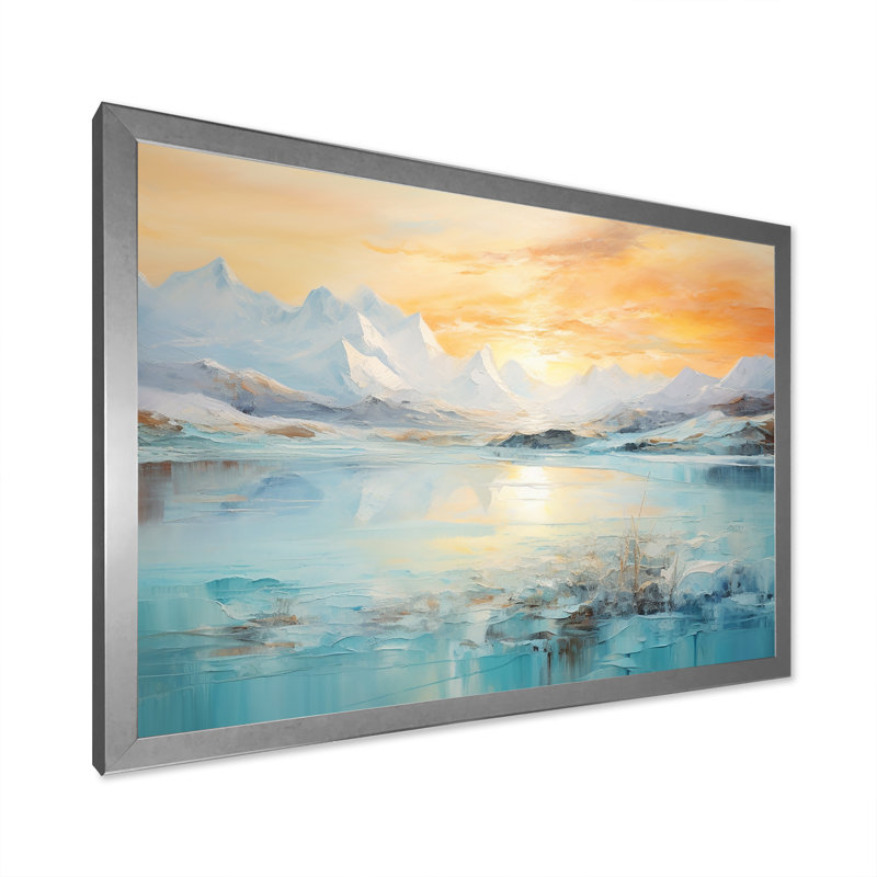Lever de soleil sur un glacier en Alaska, Cadre simple argenté, H 30 po x l 40 po x P 1,5 po