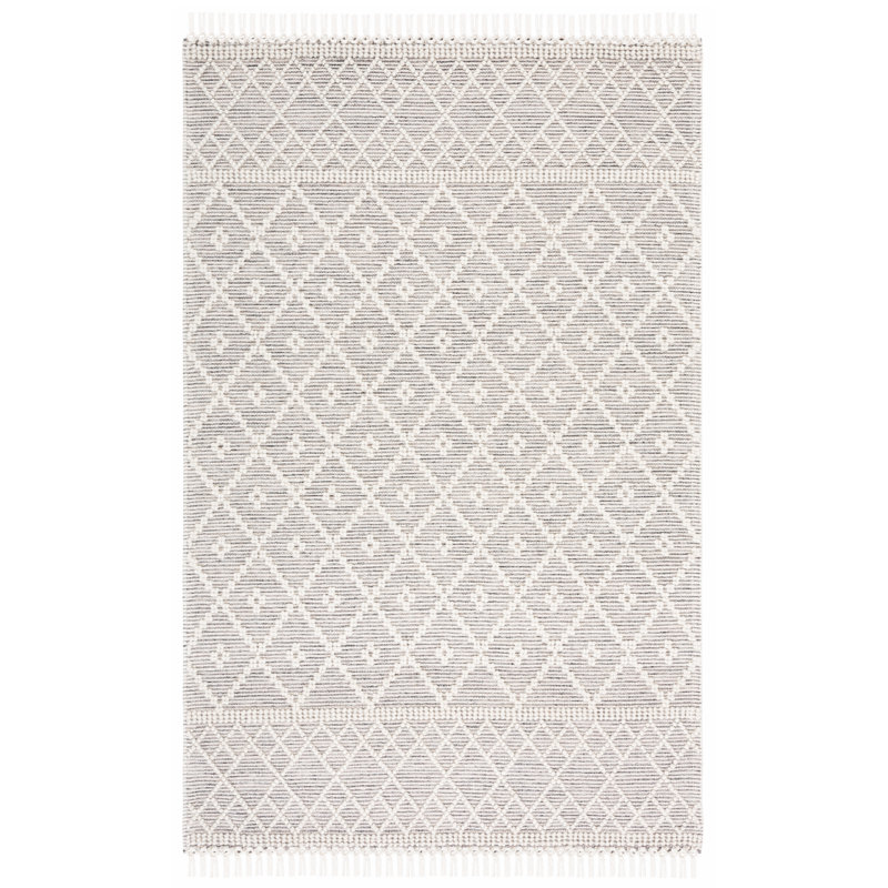 Tapis ivoire / gris tissé à la main Heitzman Southwestern, Rectangle 6 pi x 9 pi