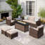5 - Person Outdoor Wicker Patio Conversation Set with Swivel Chairs-21757696-21757709
