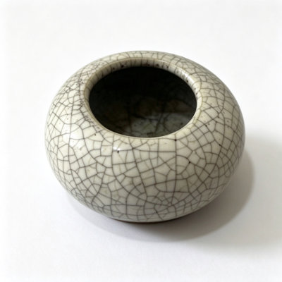 Pot à fleurs ivoire en céramique - bol à succulent glacis craquelé, 5,9 x 5,9 x 5,9 po